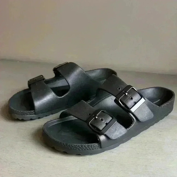 Seven Dials Shoes - Seven Dials Black Two Straps Buckle Sandals Women Size 6 Slide Slip On Shoe EUC